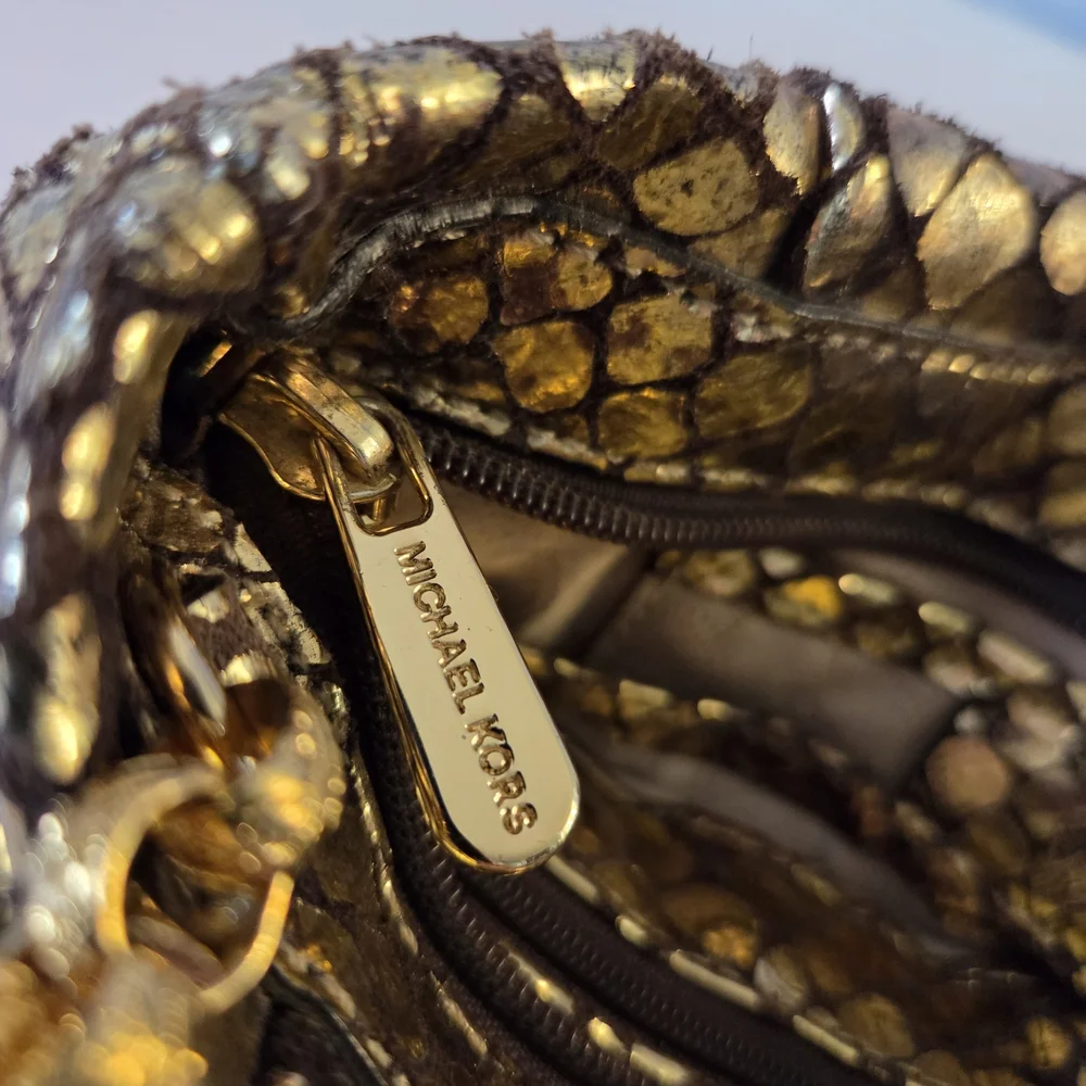 Michael Kors Metallic Snakeskin-Effect Gold Dark Undertone - Picture 10 of 16
